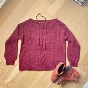 New without Tags, Lane Bryant Knit Crochet Sweater, Sz 14-16, Deep Red,